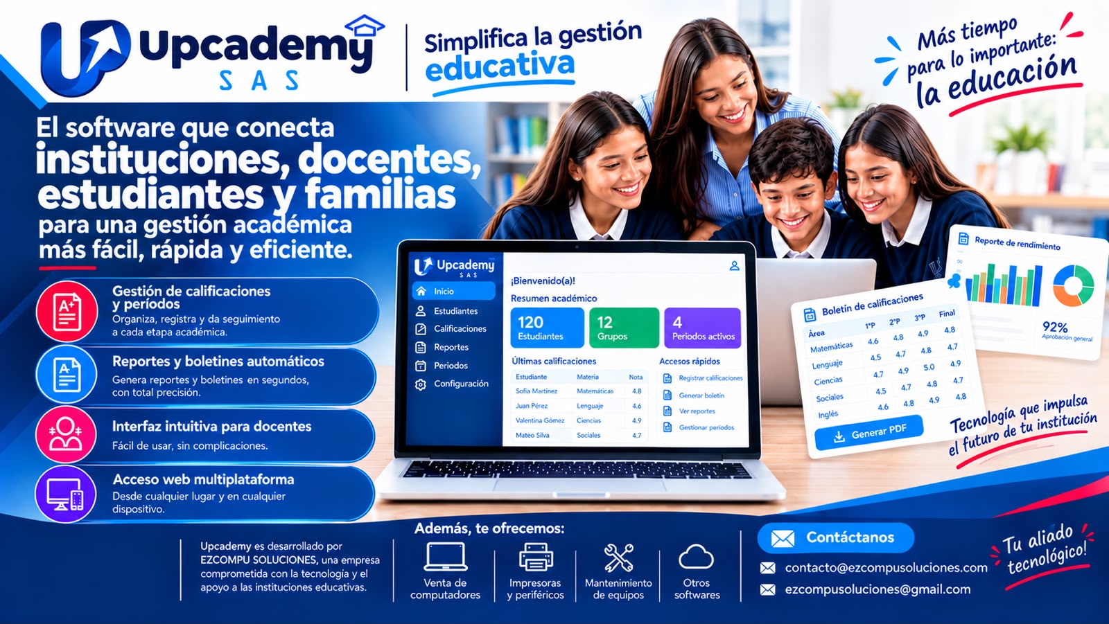 Conoce las soluciones de Upcademy para tu colegio